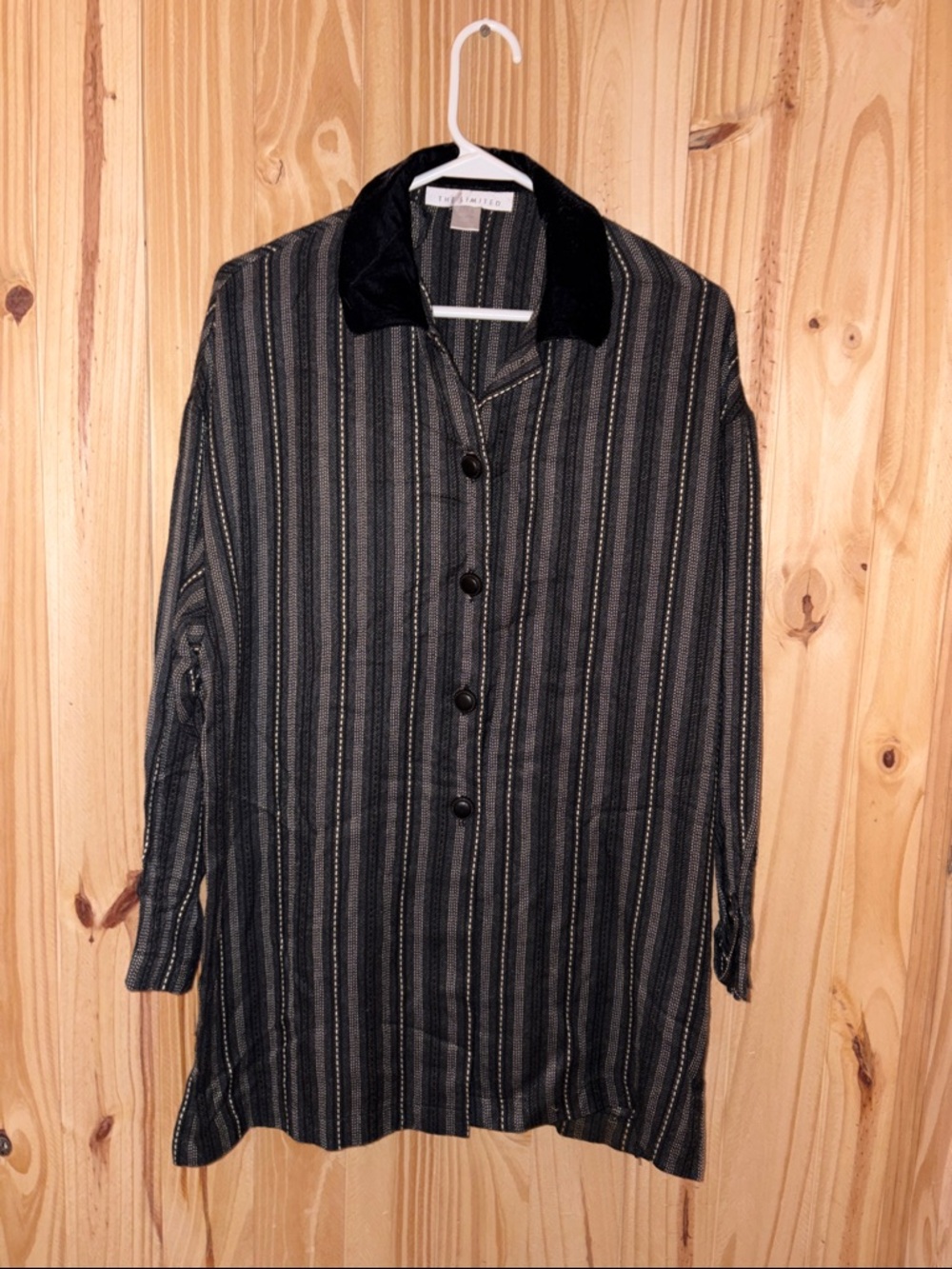 The Limited Black and Gray Striped Button-Down Shirt